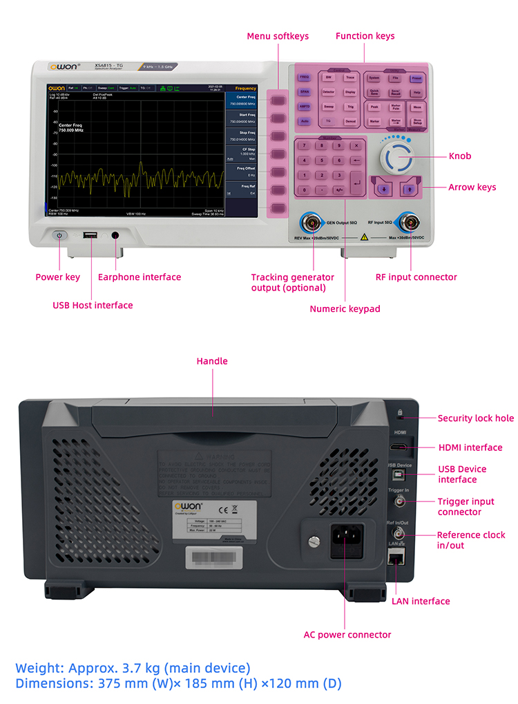Signal Generator Spectrum Analyzer - Draagbare spectrumanalysator 9kHz tot 1,5GHz met