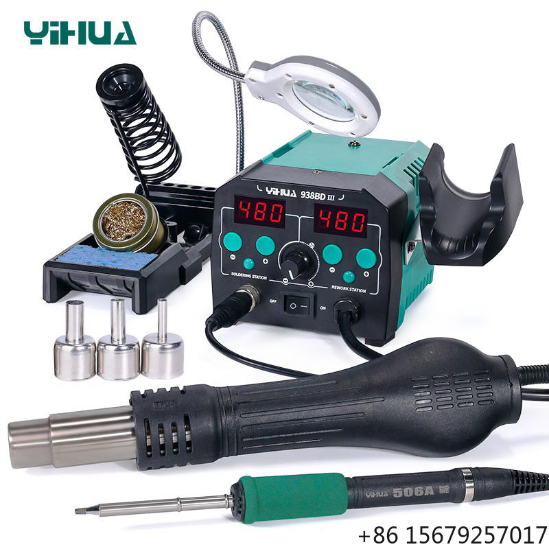 Hot Air Rework Station T12 - YIHUA 938BD-III 775W 2-in-1 T12 Soldeerstation