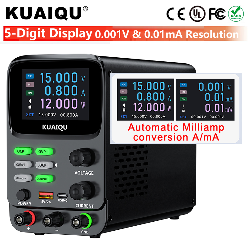Programmable Dc Power Supply 30V 10A - KUAIQU 5-cijferige voeding, instelbare programmeerbare laboratorium