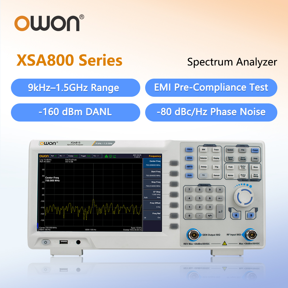 Signal Generator Spectrum Analyzer - OWON Spectrumanalysator met trackinggenerator XSA815TG 9kHz-1,5GHz