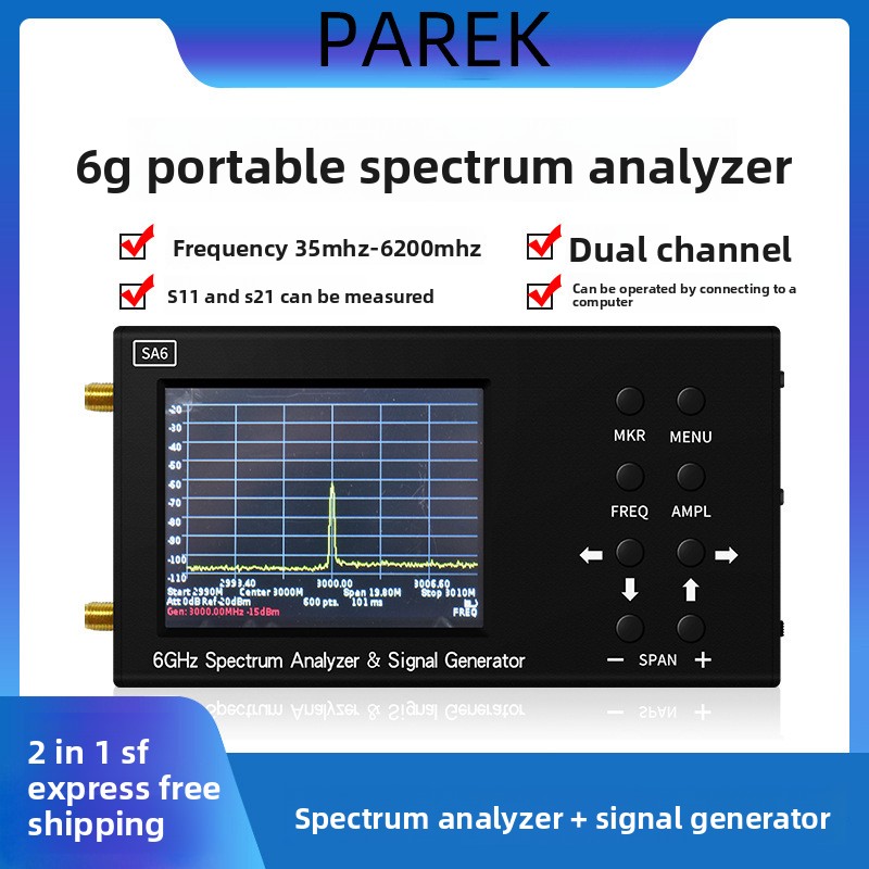 Signal Generator Spectrum Analyzer - SA6 6GHz 3,2 inch draagbare spectrumanalysator