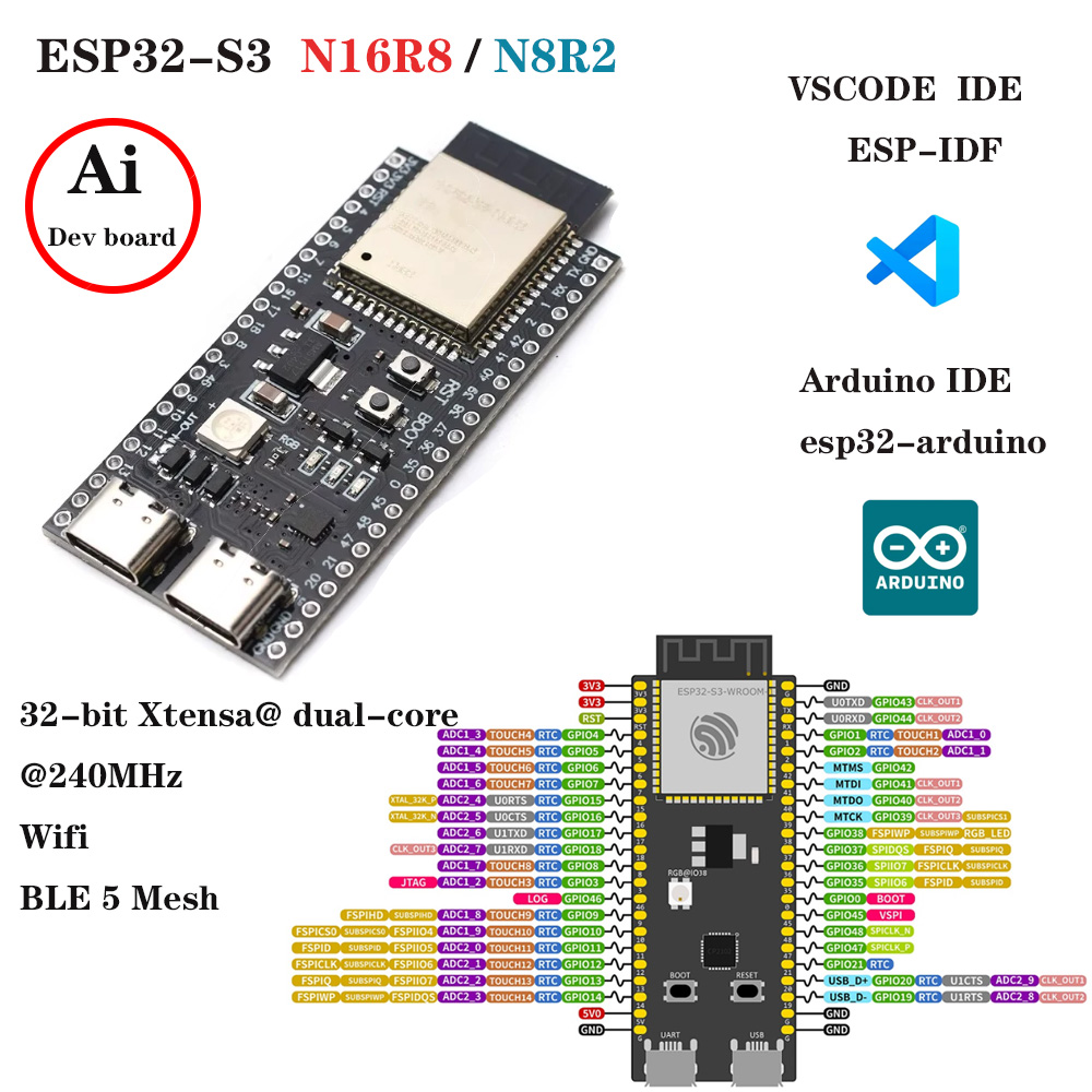 Esp32 S3 Development Board Lot - ESP32-S3 ontwikkelingsborden met uitbreidingsadapterkit 2.4G Wifi