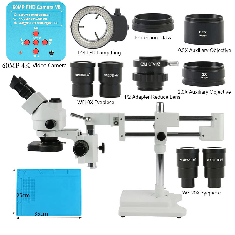 Stereo Trinocular Microscope Pcb - 3.5X 90X 180X Simul-Focus Dubbele Boom