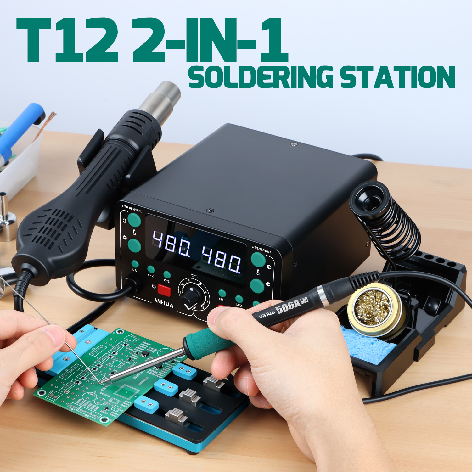 902D-IV 775W T12 Soldeerstatio - Hot Air Rework Station T12 recensie en prijs