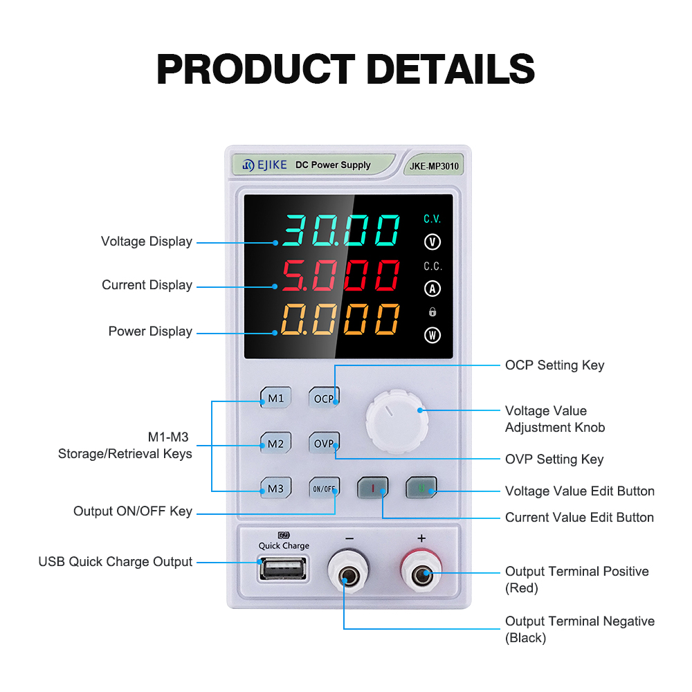 EJIKE DC-voeding 300W Programm - Programmable Dc Power Supply 30V 10A recensie en prijs